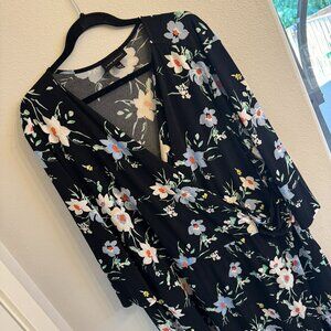 Lane Bryant floral dress Womens 26/28 3/4 sleeve faux wrap